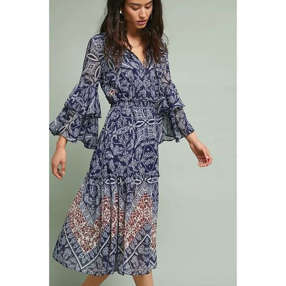 Misa Los Angeles Dresses & Skirts - NWT Anthropologie x Misa  Los Angeles Miriam Bell-Sleeved Dress Blue Size L